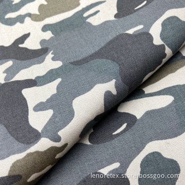 Washed Camouflage Print Woven Cotton Spandex Twill Fabric